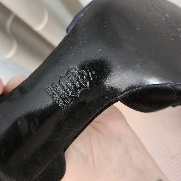 Nina Heels Elegant Black Bow Jeweled Open Toe Neutral Cocktail Prom Party Guest - Picture 6 of 9